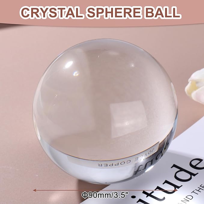 uxcell 90mm/3.5" Crystal Sphere Ball Glass Solid Decorative Sphere Crystal Ball Prop Ornament for
