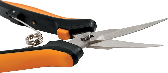Fiskars Curved Micro-Tip Pruning Snips - 6" Garden Shears with Sheath and SoftGrip Handle - Yard