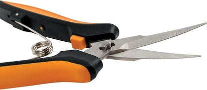 Fiskars Curved Micro-Tip Pruning Snips - 6" Garden Shears with Sheath and SoftGrip Handle - Yard