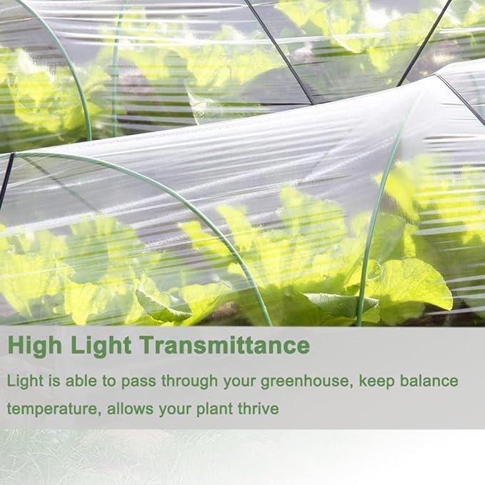 Yowlieu 6 Mil Clear Greenhouse Plastic Sheeting, 6.5' x 9.8' UV Resistant Polyethylene Greenhouse