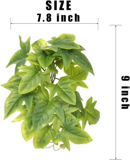 Reptile Plants for Terrarium, Amphibian Habitat Decor Artificial Hanging Plants with Suction Cup