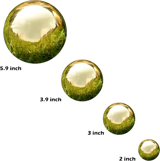 Nerien Gazing Ball, Stainless Steel Garden Mirror Globe, Polished Ornament Sphere, Hollow Floating