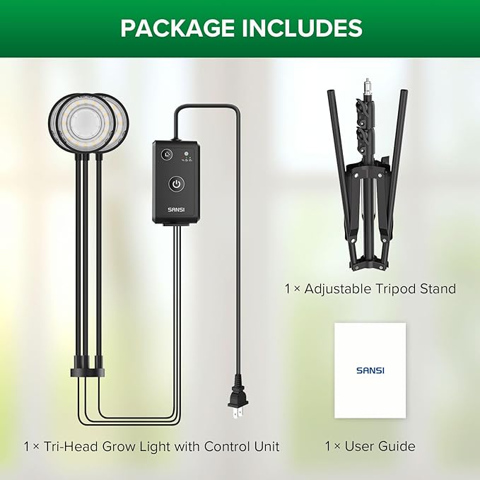 SANSI Grow Lights for Indoor Plants, 4 Head Dimmable Plant Lights for Indoor Growing, 40W 35"-65"