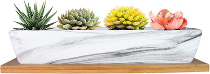 ARTKETTY Succulent Pots, 9.8 Inch Ceramic Succulent Planters with Drainage Small Bonsai Pot with
