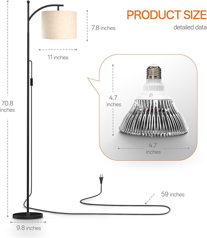 Bstrip 70.8″ Tall Grow Lights for Indoor Plants, 3000K Full Spectrum Plant Light with Stand, Auto
