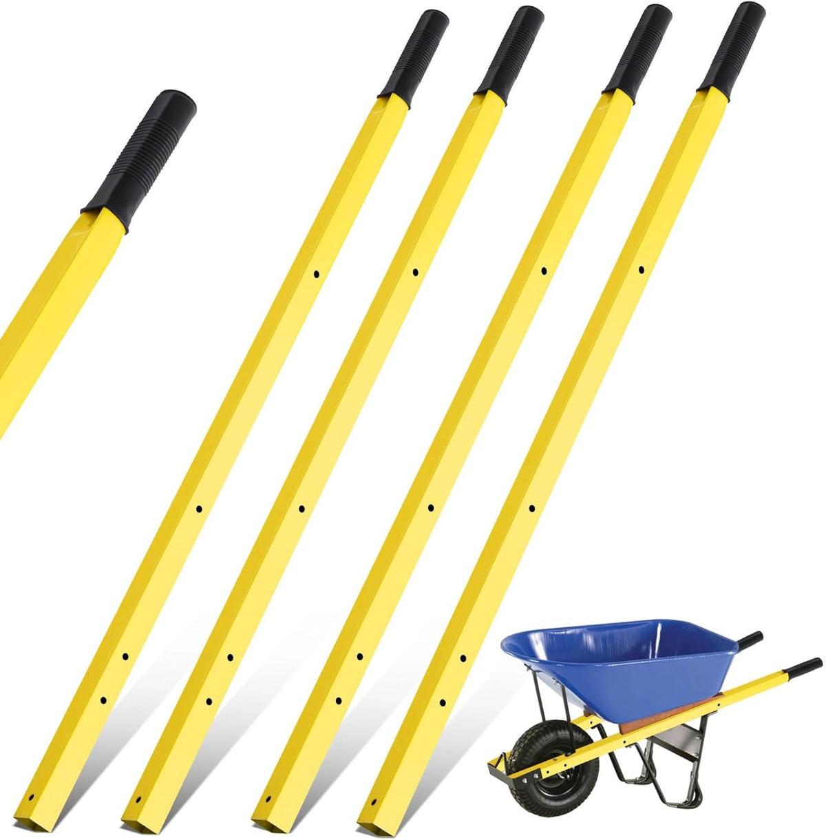 Gisafai 2 Pair Wheelbarrow Replacement Handles Kit 60 Inches Metal Wheelbarrow Handles Heavy Duty