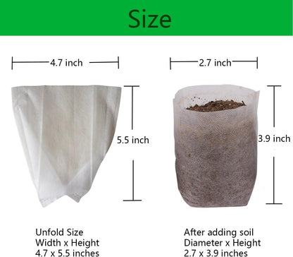 gardtree Plant Nursery Bags 4.7 * 5.5 inches 200PCS, Non-Woven Plant Grow Bags Fabric Seedling