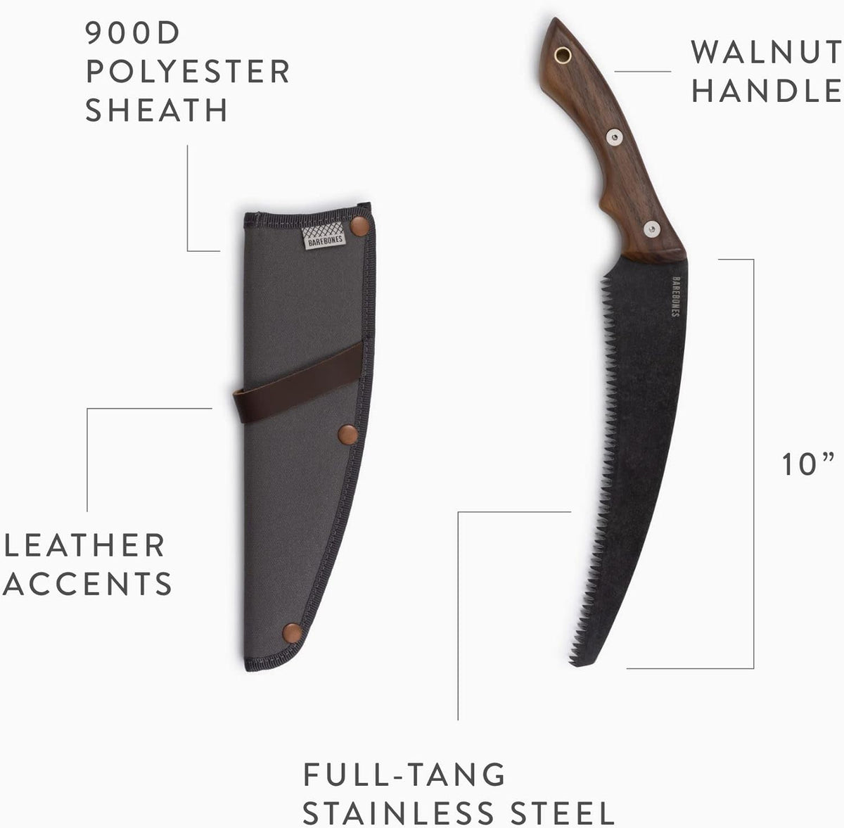 Barebones Timber Saw - Hand Saw with Ergonomic Walnut Handle for Camping, Pruning, and Wood Cutting