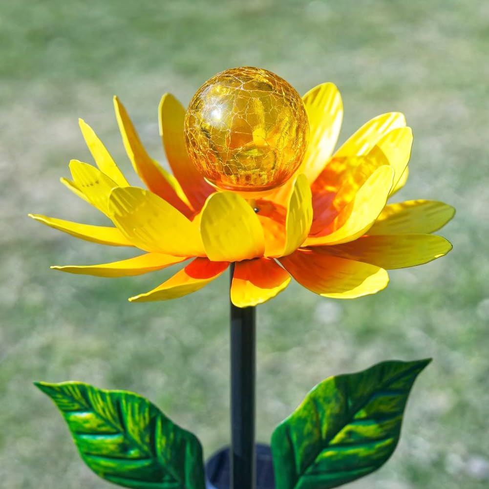 Solar Flowers Wind Spinners Outdoor,Sunflower Windmill for Yard Art Decor Lights Wind Pinwheels