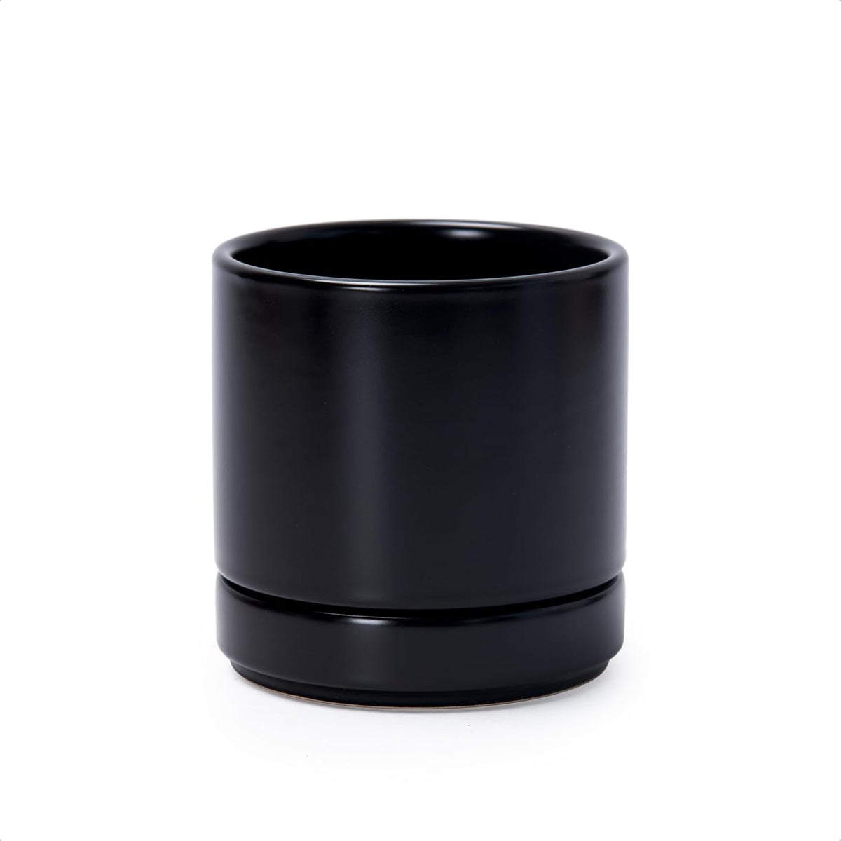 D'vine Dev 4.7 Inch Ceramic Planter Pot with Drainage Hole and Saucer, Indoor Cylinder Round