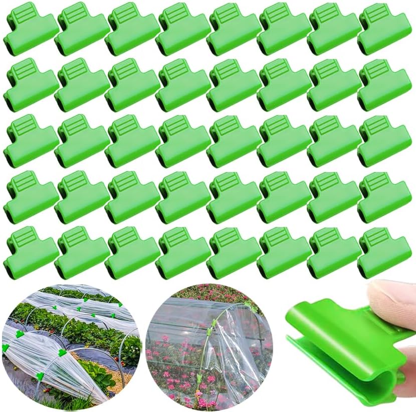 40pcs Greenhouse Netting Clamps, 16mm Garden Hoops Plant Clips, Outside Patio Film Row Cover