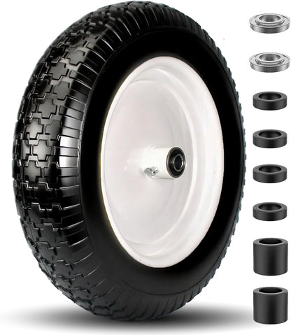 4.80/4.00-8 Tire, 14.5" Tire and Wheel Flat Free, 5/8" Bore Bearing with 3/4" Extra Bearings, 3"