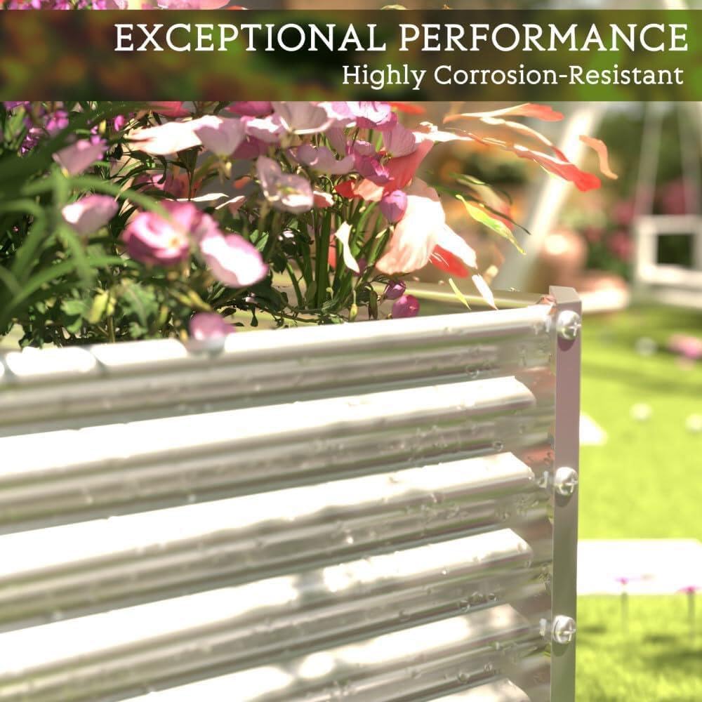 FRIZIONE 2pcs Tall 8ft Galvanized Raised Garden Bed Outdoor,Above Ground Garden Bed for