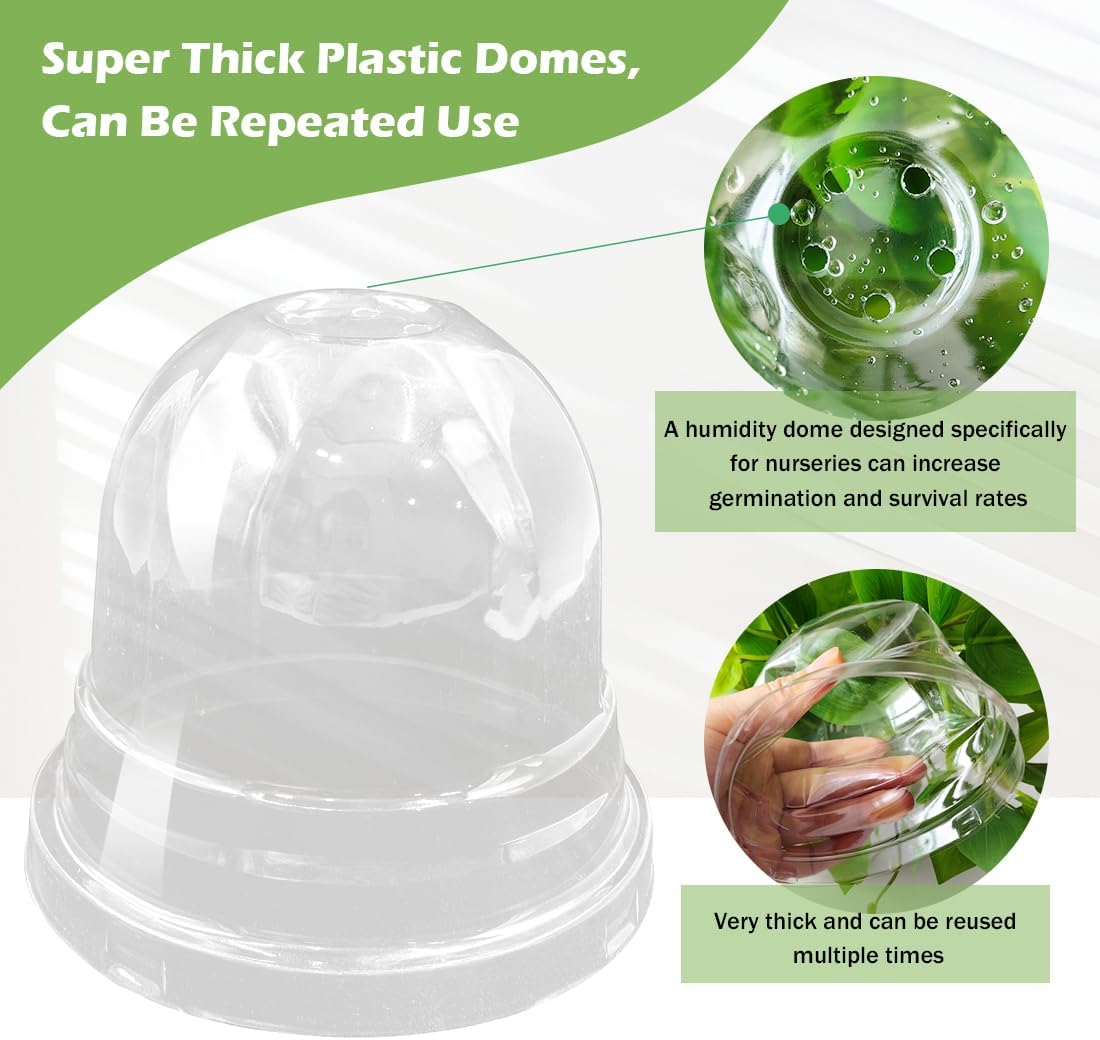 Humidity Domes for 4 Inch Pots, 100 Pack Transparent Plant Dome Covers with Ventilation, Clear