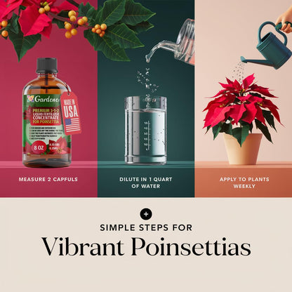 Gardenera Poinsettia Plant Fertilizer - 3-1-2 NPK - Organic Liquid Plant Food for Christmas Flowers