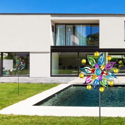 DREAMYSOUL 2 Packs Wind Spinners for Yard and Garden, Colorful Pinwheel Metal Wind Sculpture