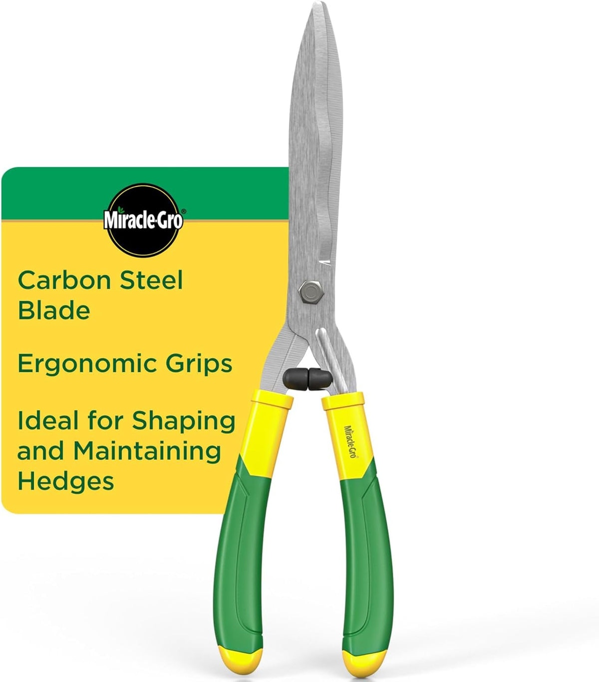 Miracle-Gro 18 in. Wavy Blade Hedge Shears – Lawn and Yard Tool with Sharp Carbon Steel Blades for
