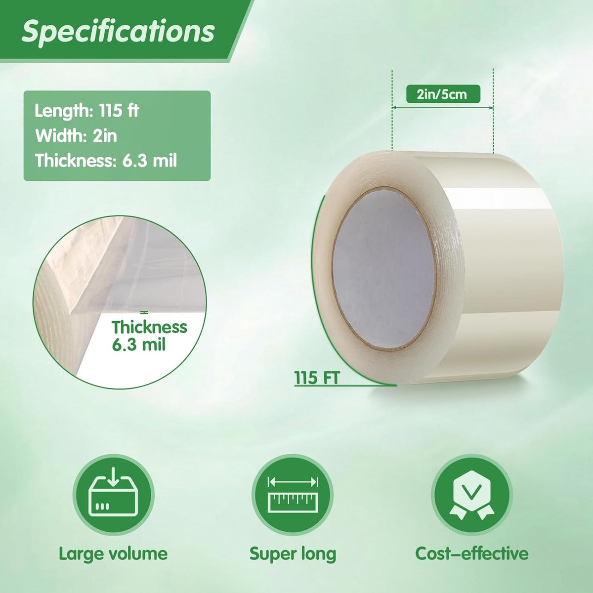 DGSL Greenhouse Repair Tapes, 2" x115' Greenhouses Cover Plastic Sheeting Tape, 6.3 mil Thickness