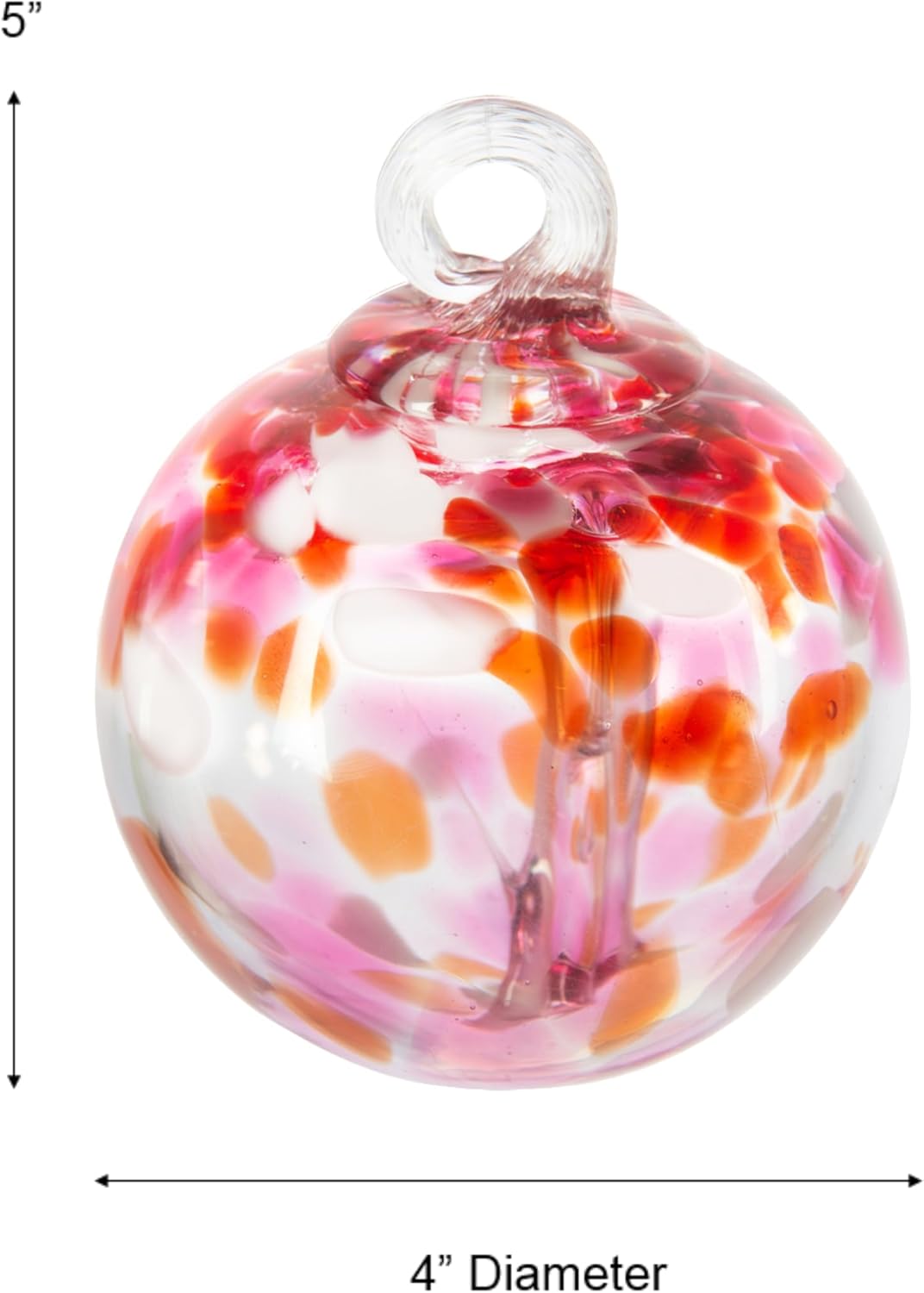 Dale Tiffany Hand Blown Glass, 4" Diameter Blush, Tree of Life Collection, Witch Globe Hanging