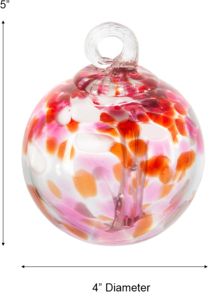 Dale Tiffany Hand Blown Glass, 4" Diameter Blush, Tree of Life Collection, Witch Globe Hanging