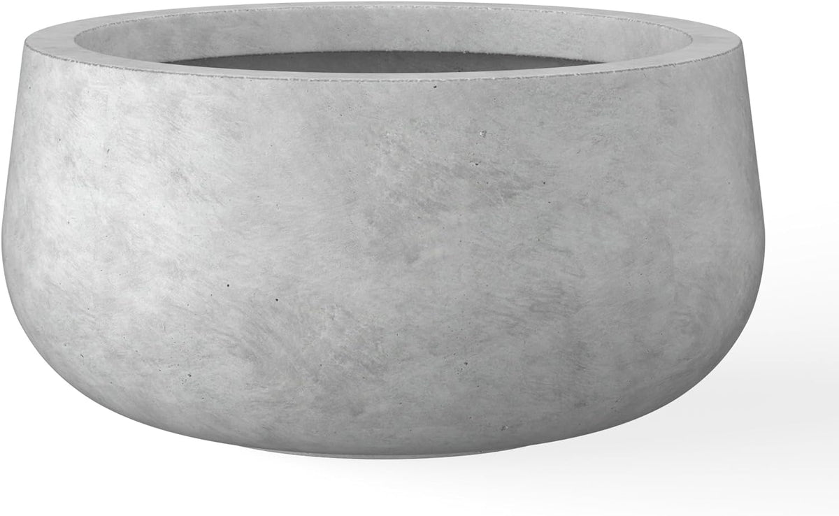 Kante 19.6" Dia Round Concrete Planter, Cement Plant Pots with Drainage Hole and Rubber Plug for