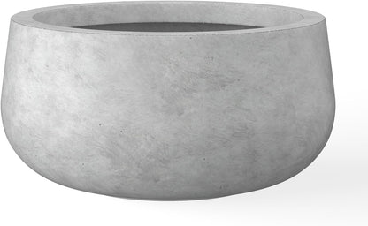 Kante 19.6" Dia Round Concrete Planter, Cement Plant Pots with Drainage Hole and Rubber Plug for
