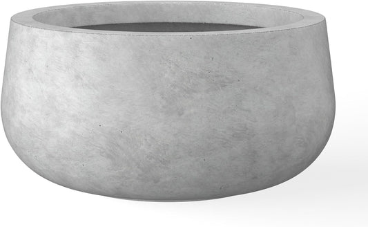 Kante 19.6" Dia Round Concrete Planter, Cement Plant Pots with Drainage Hole and Rubber Plug for