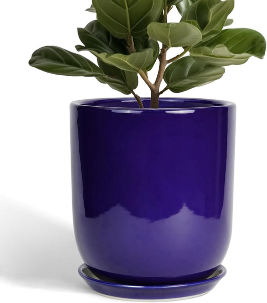 10 Inch Plant Pot - Ceramic Pot for Indoor Plants Large Planter Modern Outdoor Flower Pot with