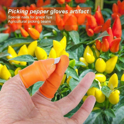 1Set Orange Gardening Silicone Thumb Knife with Finger Cots Thumb Knife Picker for Fruits