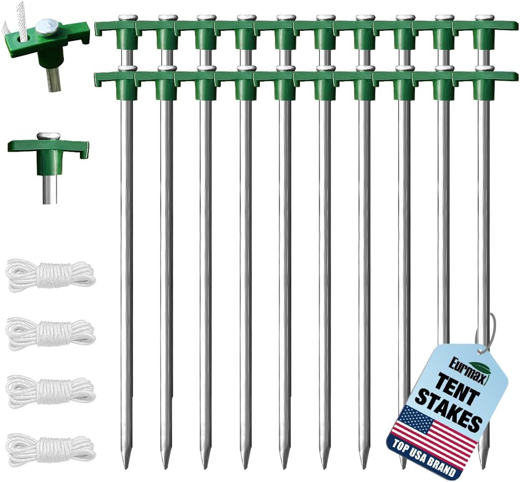 Eurmax USA Galvanized Non-Rust Camping Family Tent Pop Up Tent Stakes Ice Tools Heavy Duty