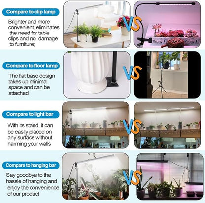 JCBritw Standing LED Grow Light，Adjustable T12 Bar Plant Light, White 6500K Full Spectrum Plant