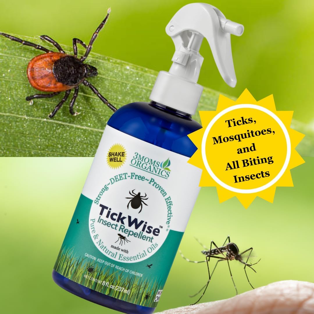 3 Moms Organics TickWise 8oz, Made with All Natural Essential Oils, DEET-Free, Tick and Insect