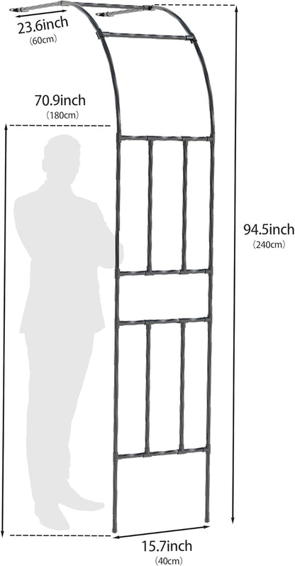 Half Garden Arch Trellis, Trellis Arch for Climbing Plants Outdoor, 7.9FT MetalGarden Arbor, Garden