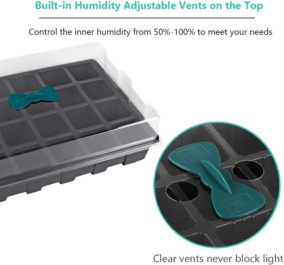 240 Cells -24 Grow Trays with Humidity Dome and Cell Insert - Mini Propagator for Seed Starting and