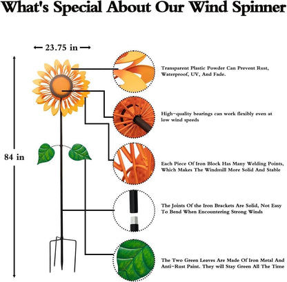 Wind Spinners for Yard and Garden Large, Wind Spinner Outdoor Metal Large, 84 Inch Wind Sculptures