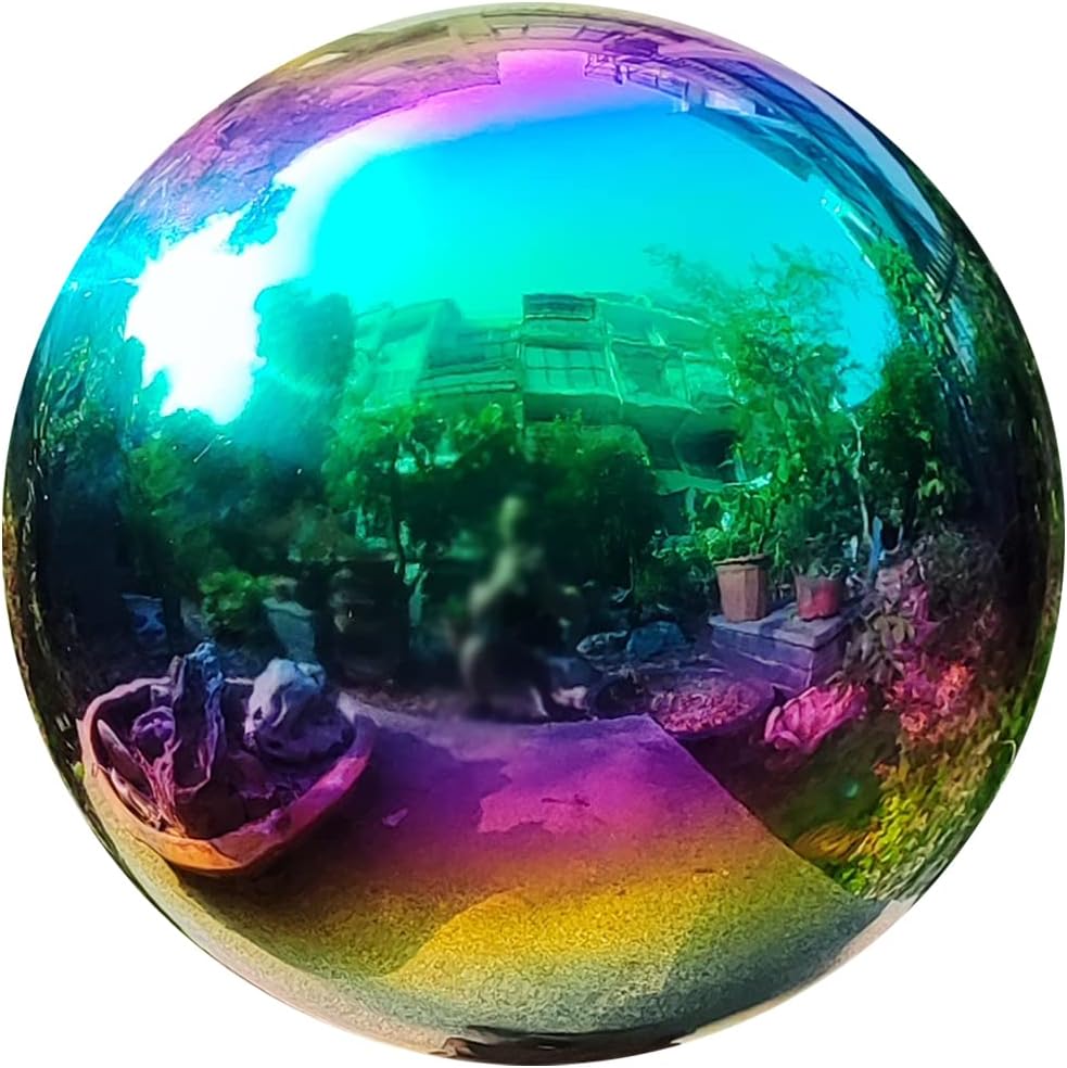 30cm/12 inch Garden Sphere Mirror Gazing Ball,Rainbow Stainless Steel Polished Reflective Smooth