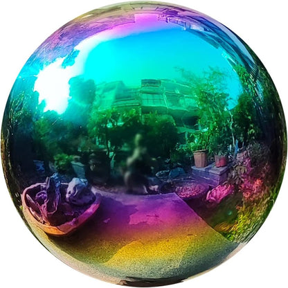 30cm/12 inch Garden Sphere Mirror Gazing Ball,Rainbow Stainless Steel Polished Reflective Smooth