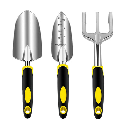Garden Tool Set, 3 Piece Gardening Tools Includes Garden Trowel, Transplant Trowel and Hand Rake