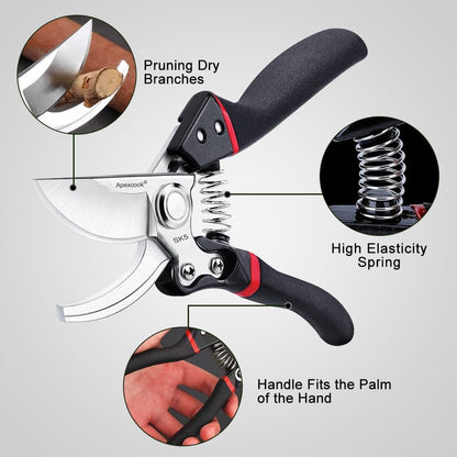 Garden Shears, Handheld Pruning Shears for Heavy Duty, Ergonomic Gardening Tools for Pruning