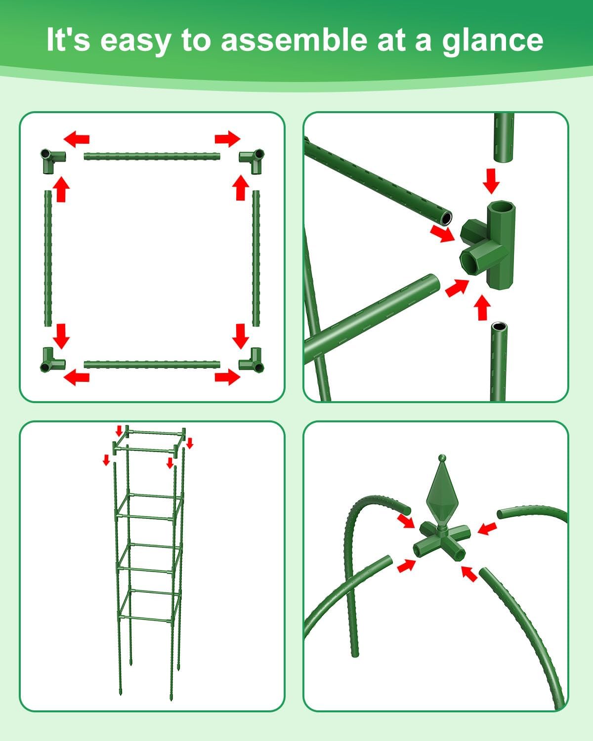 Garden Trellis for Climbing Plants Outdoor & Indoor - 2 Pack 6Ft Tall Rustproof Plant Support Cage