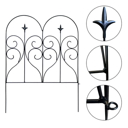 Thealyn Garden Fence 32" H x 10ft (5 Panels), No Digging Heavy Duty Metal Fence Panels, Rustproof