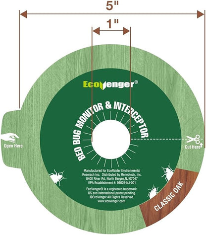 EcoVenger Bed Bug Monitor & Interceptor Super Glue Traps 48 Ct, Discreet Floor Color Classic Oak