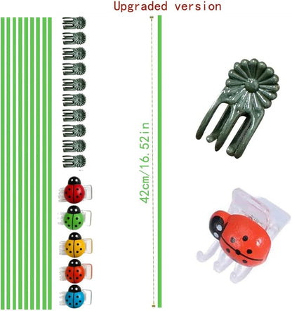 16.5 Inch Plant Stakes - 10 Pcs Bendable Plant Support Stakes Green with 10 Clips & 5 Adorable