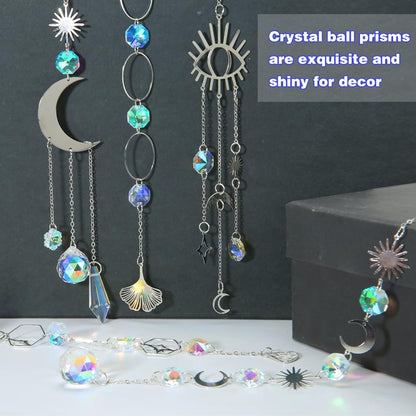 Sun Catchers, 10 Pcs Crystal Suncatcher Prism Hanging Kit with Chain Rainbow Maker Crystals Balls