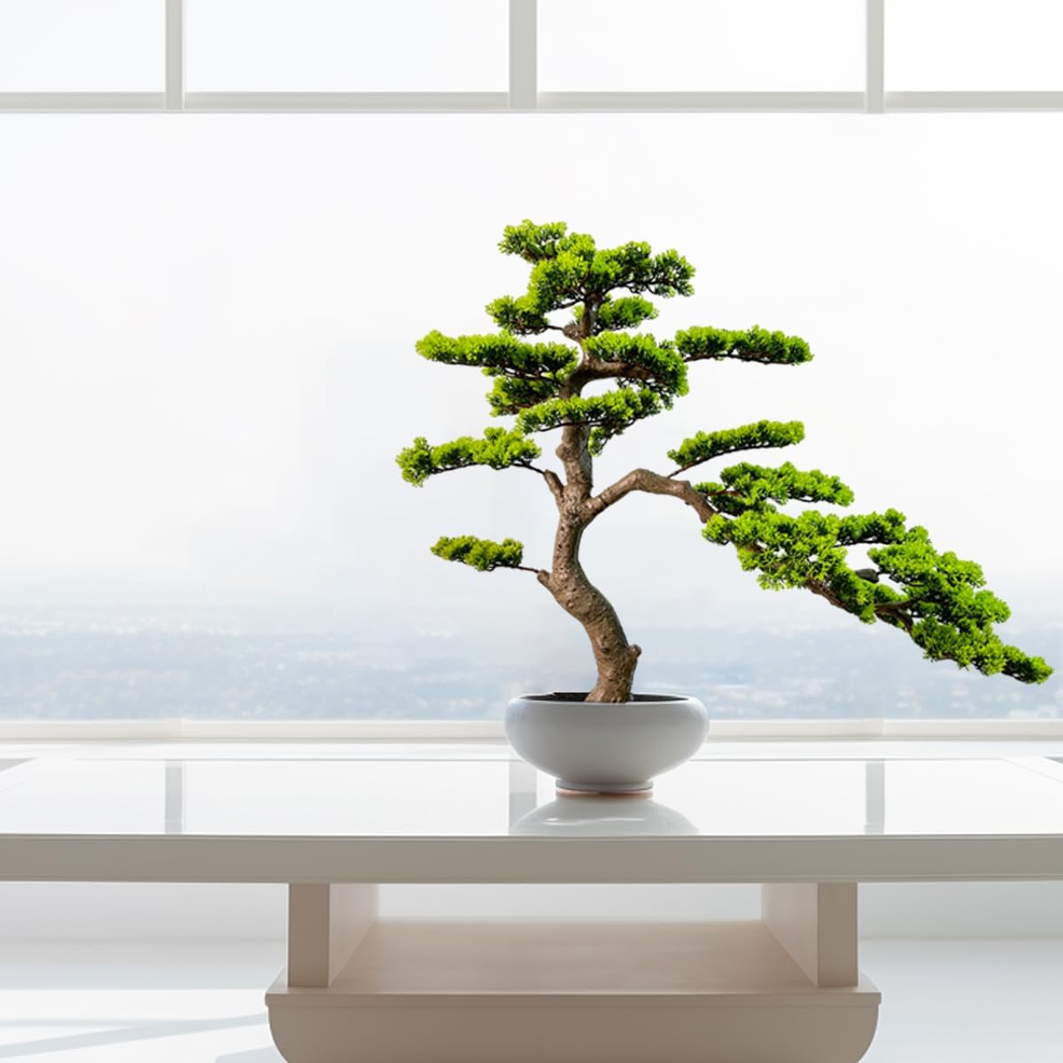 3ft（43in） Artificial Bonsai Tree Juniper Faux Plants Indoor Big Fake Plants Decor with Ceramic Pots