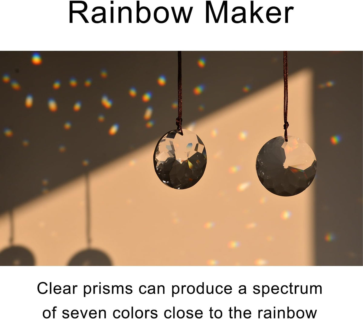 2PCS 5" Circle Crystal Sun Catcher Prisms, STINO Hanging Suncatchers with Glass Prism, Rainbow