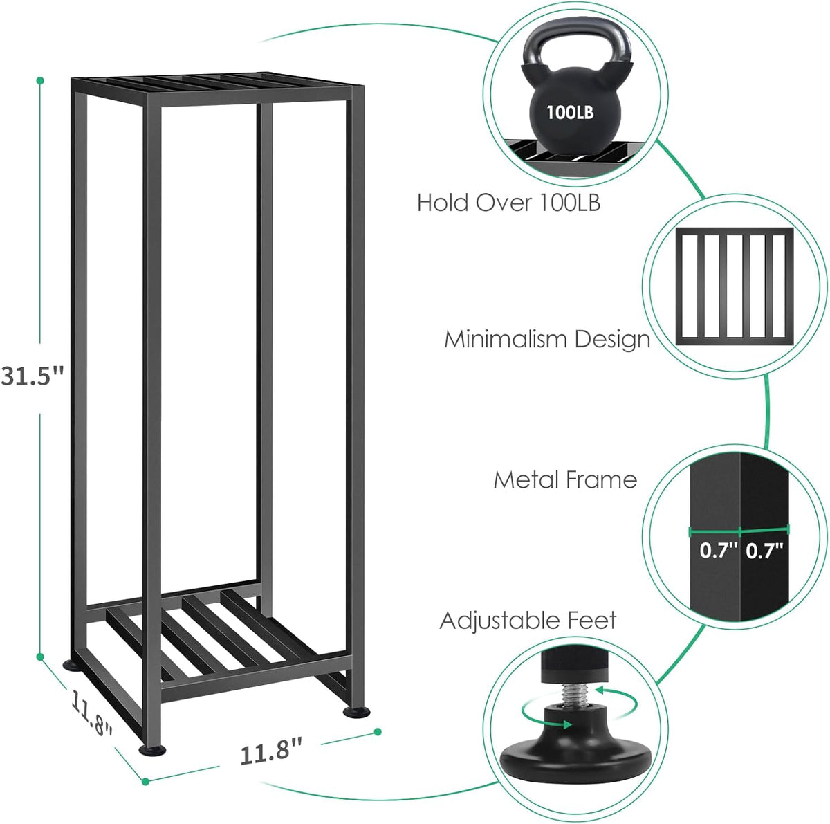 Plant Stand Indoor Outdoor, Wrought Iron Plant Stands 2 Tier Heavy Duty Metal Pedestal Stand