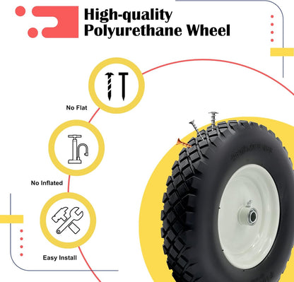 2-Pack 4.80-8 Wheelbarrow Tire and wheel with 3"-6''Centered Hub, 3/4" or 5/8''or 1/2'' Bearings