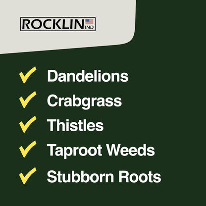Rocklin™ Stand Up Weed Puller Tool - 4 Claw Steel Head - 48 inch Handle - 100% Metal - Easily