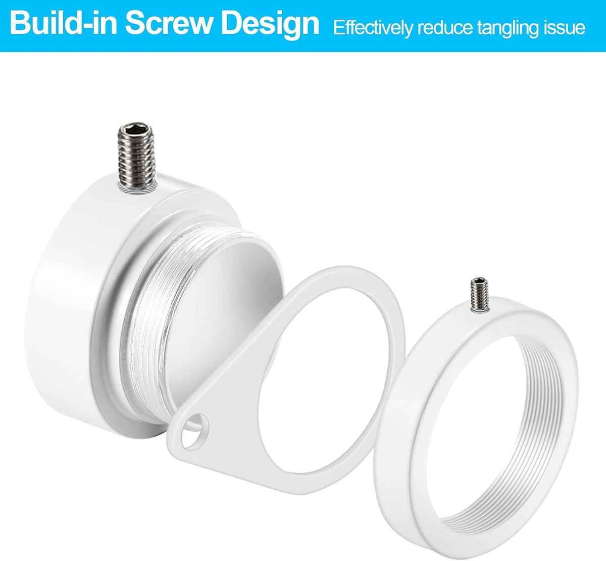 1" White Flag Pole Rings, 2 Pcs Anti Wrap Aluminum Alloy Flag Pole Clips Swivels, 360° Rotating